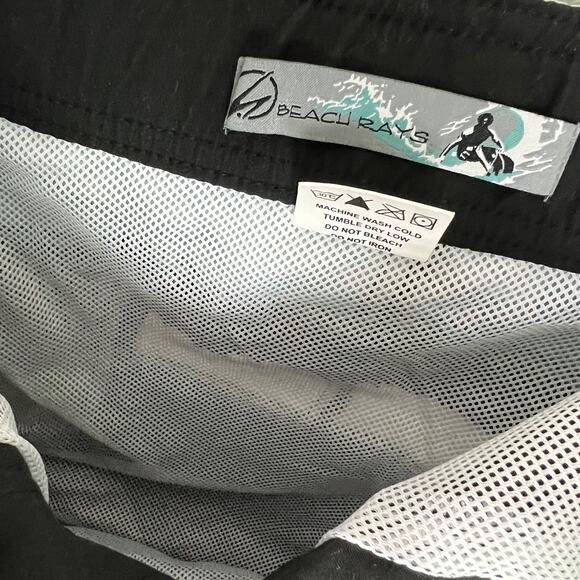 Beach Rays NWT Mens Large Swim Trunks Board Shorts Surfwear Beach Black Blue - Picture 10 of 10
